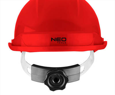NEO  97-224  Priemyselná prilba s remienkom pod bradou, červená
