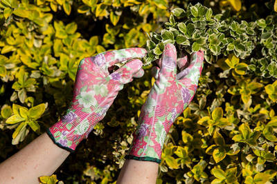 VERTO  97H144  Záhradné rukavice s PU povlakom, vzor ruží, veľkosť 8"