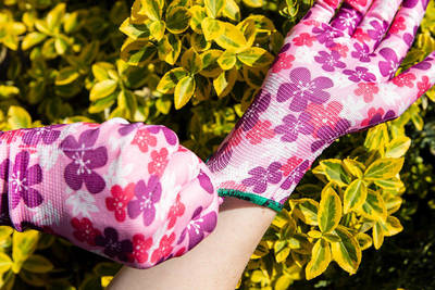 VERTO  97H148  Záhradné rukavice , polyester, kvetinový vzor, veľkosť 9"