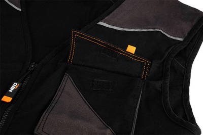 NEO  81-268-L Pracovná vesta HD Slim, odopínateľné vrecká, čierno-sivá, veľ. L