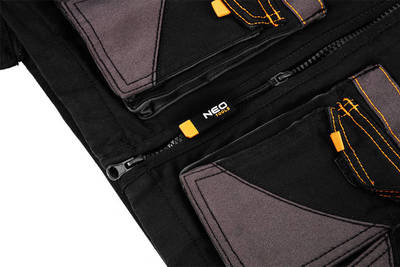 NEO  81-268-S Pracovná vesta HD Slim, odopínateľné vrecká, čierno-sivá, veľ. S