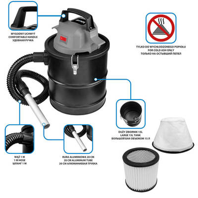 GRAPHITE  58GE125  AKU Odsávač popola Energy+ 18 V Li-lon, 15 l nádoba
