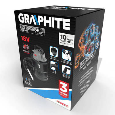 GRAPHITE  58GE125  AKU Odsávač popola Energy+ 18 V Li-lon, 15 l nádoba