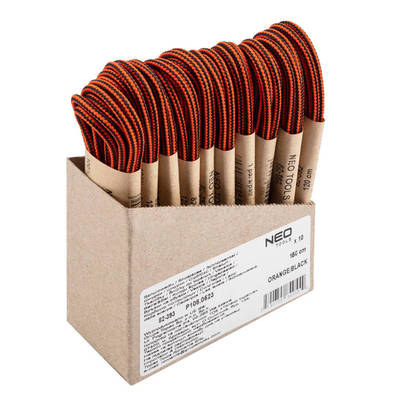 NEO  82-393  Šnúrky do pracovných topánok 150 cm, oranžovo-čierné