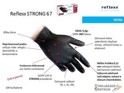 REFLEXX R67-M Jednorázové rukavice strong 67 čierne, veľkosť M, 100 ks / bal.