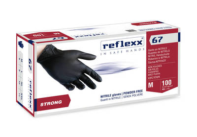 REFLEXX R67-M Jednorázové rukavice strong 67 čierne, veľkosť M, 100 ks / bal.