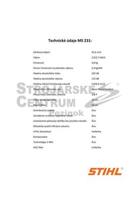 STIHL  MS 231  Motorová píla 2,0 kW