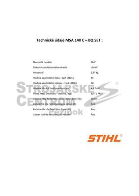 STIHL  MSA 140 C-BQ  AKU píla, set