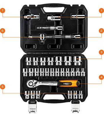 NEO  08-662  Gola sada  1/2 "CrV súprava 32 ks