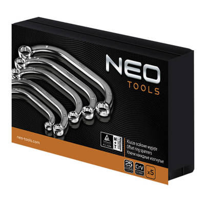 NEO  09-176  Kľúče očkové tvar C 9-22 mm, 5 ks sada