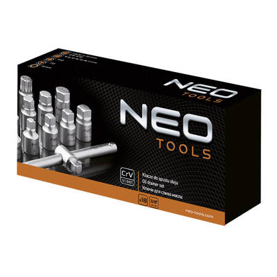 NEO  11-235  Gola sada 3/8" na olejové vane 18ks