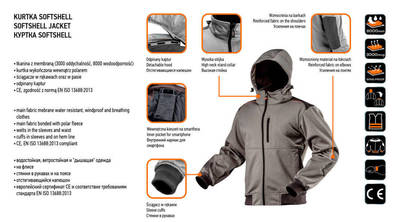 NEO  81-551-XXXL  Pracovná softshellová bunda, odnímateľná kapucňa, veľkosť XXXL