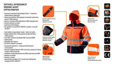 NEO  81-701-XL  Pracovná bunda reflexná, softshell s kapucňou, oranžová, veľkosť XL
