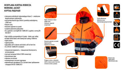 NEO  81-711-XXXL Pracovná bunda s vysokým videním, zateplená, oranžová, veľkosť XXXL