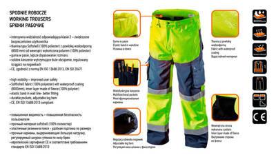 NEO  81-750-XXL  Pracovné nohavice reflexné, softshell, žlté, veľkosť XXL