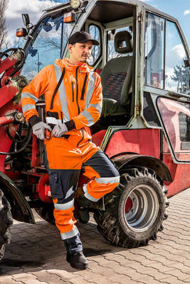 NEO  81-751-M  Pracovné nohavice reflexné, softshell, oranžové, veľkosť M