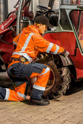 NEO  81-751-S  Pracovné nohavice reflexné, softshell, oranžové, veľkosť S