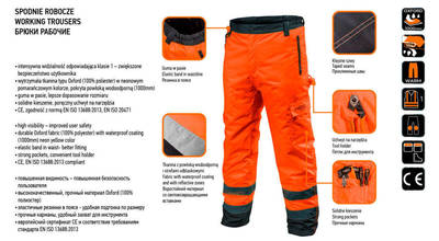 NEO  81-761-XXL  Pracovné nohavice reflexné, zateplené, oranžové, veľkosť XXL
