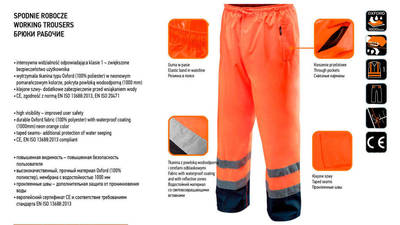 NEO  81-771-XXXL  Reflexné pracovné nohavicové nohavice, nepremokavé, oranžové, veľkosť XXXL