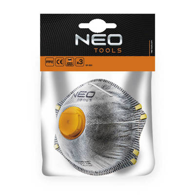 NEO  97-301  Polomaska ​​s aktívnym prachu FFP2 uhlíka s ventilom, 3 ks.