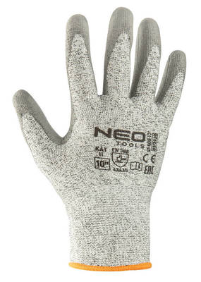 NEO  97-609  Pracovné rukavice, znížiť odolné, PU záter, 10 ", odolnosť proti opotrebeniu 4, odolnosť proti prerazeniu s ostrým predmetom, 5 (najvyššia), odolnosť proti roztrhnutiu 4, odolnosť proti prepichnutiu 3, CE