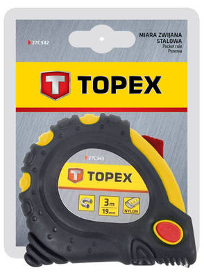 TOPEX  27C340  Meter rolovací, 10 m x 32 mm, s magnetom