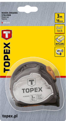 TOPEX  27C373  Zvinovací meter, ocel 3 m x 16 mm s magnetom