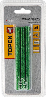 TOPEX  42E184  Lepiace tyčinky, zelená, brokát, 6 ks, 8 mm x 100 mm