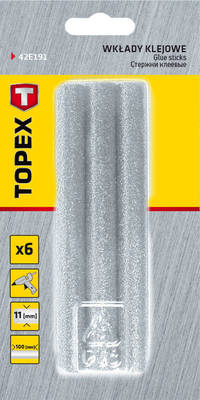 TOPEX  42E192  Lepiace tyčinky, striebro, brokát, 6 ks, 11 mm x 100 mm