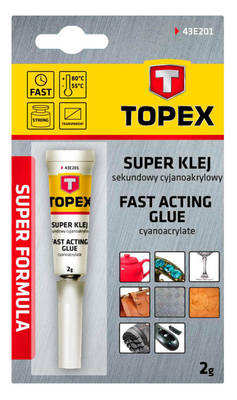 TOPEX  43E201  Sekundové super lepidlo  kyanoakrylátové  2 g
