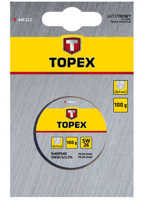 TOPEX  44E512  Cínová spájka, 60% Sn, 0,7 mm priem., 100 g