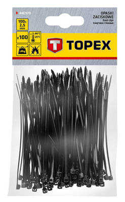 TOPEX  44E970  Sťahovacie pásky 2,5mmx100mm, black, 100pc