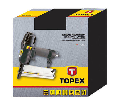 TOPEX  74L231  Pneumatické zošívačka, 10-40 mm spony typ 90, 15-50 mm klince typu 300