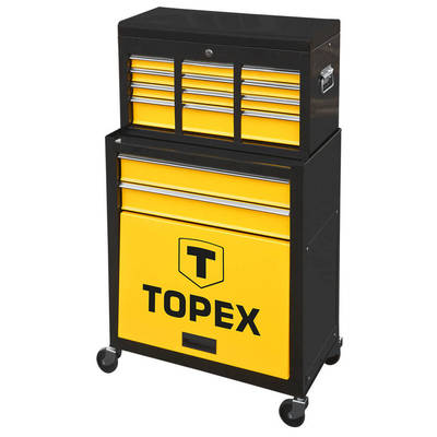 TOPEX  79R500  Skrinka na náradie, 2 zásuvky, veľká polička, nástavec