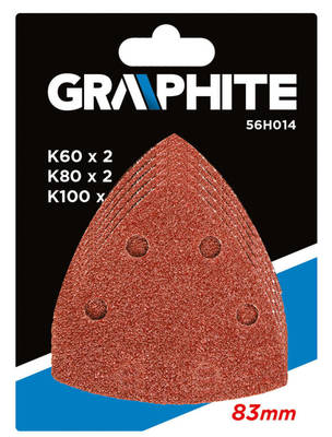GRAPHITE  56H014  Brúsne papiere na suchý zips pre 83x83x83mm, 5ks, (K60x2, K80x2, K100x1)