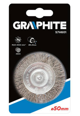 GRAPHITE  57H601  Drôtená kefa na stopke, 50 mm, INOX