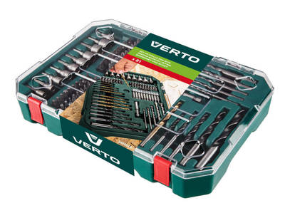 VERTO  66H648  Drill and bits set, 81 pcs, nut driver with magnet