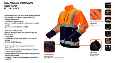 NEO  81-741-L  Pracovná bunda fleece reflexná oranžová, veľ. L