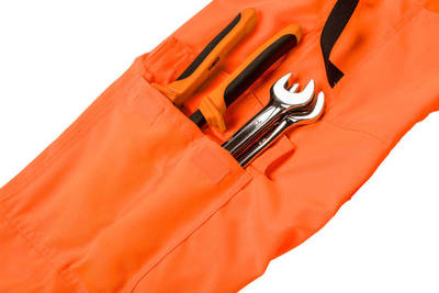 NEO  81-778-XL  Nohavice na traky s vysokou viditeľnosťou, gramáž : 240g/m2, kombinácia polyester+bavlna, reflexné, oranžové, veľ. XL