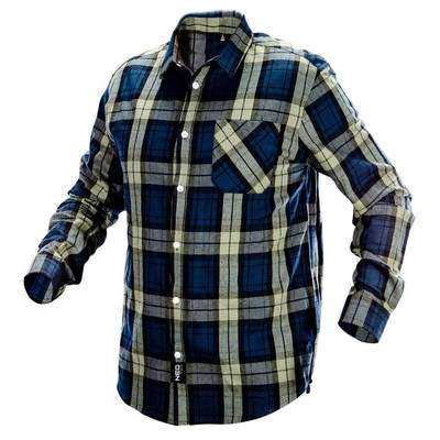 NEO  81-541-L Flanelová košeľa, modro-olivovo-čierna, L