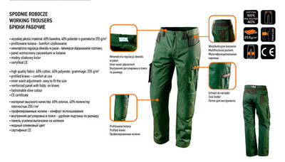 NEO  81-222-XL  Pracovné nohavice CAMO, zelené, veľ. XL
