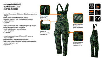 NEO   81-241-XXL  Pracovné nohavice na traky CAMO, zelené maskáčové, veľ. XXL