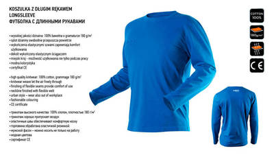 NEO  81-617-L  Pánske tričko HD+, s dlhým rukávom, modré, veľ. L