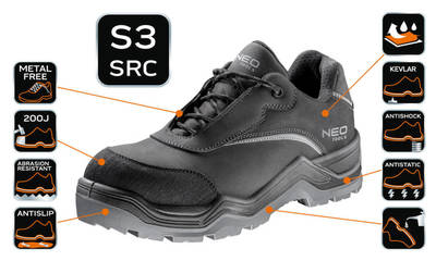 NEO   82-150-45 Pracovná obuv S3 SRC, nubuk, veľkosť 45, CE