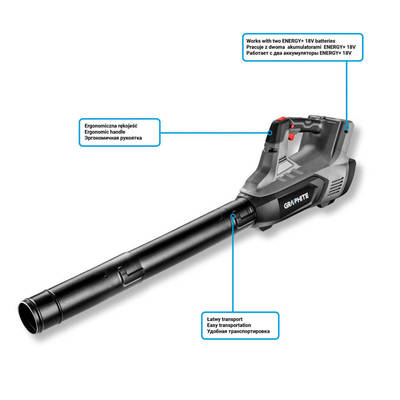 GRAPHITE ENERGY+  58G044 Aku fúkar 36V, Li-Ion, účinnosť 160 km / h, bez batérie