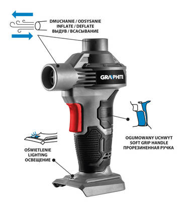 GRAPHITE ENERGY+ 58G089 Aku ručný kompresor 18V Li-Ion bez batérie