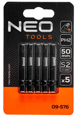 NEO  09-576 Bity úderové S2, 50mm, PH2, 5 ks