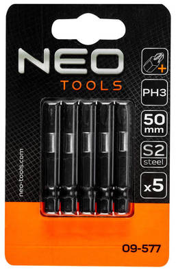 NEO  09-577 Bity úderové S2, 50mm, PH3, 5 ks