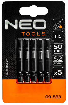 NEO  09-583 Bity úderové S2, 50mm, T15, 5 ks