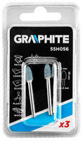 GRAPHITE  55H056 Brúsny kameň do minibrúsky, tvar ogiválny 06x10mm, stopka 3,2mm, 3 ks
